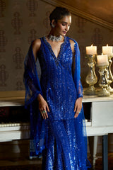 Electric Blue Sharara Set