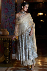 Gold Silver Crystal Sharara Set