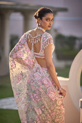 Mint Green Multi-Coloured Floral Saree