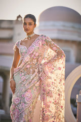 Mint Green Multi-Coloured Floral Saree