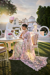 Mint Green Multi-Coloured Floral Saree