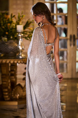 Silver Shimmer Georgette Saree