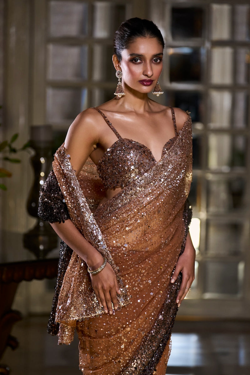 Caramel Sequin Saree