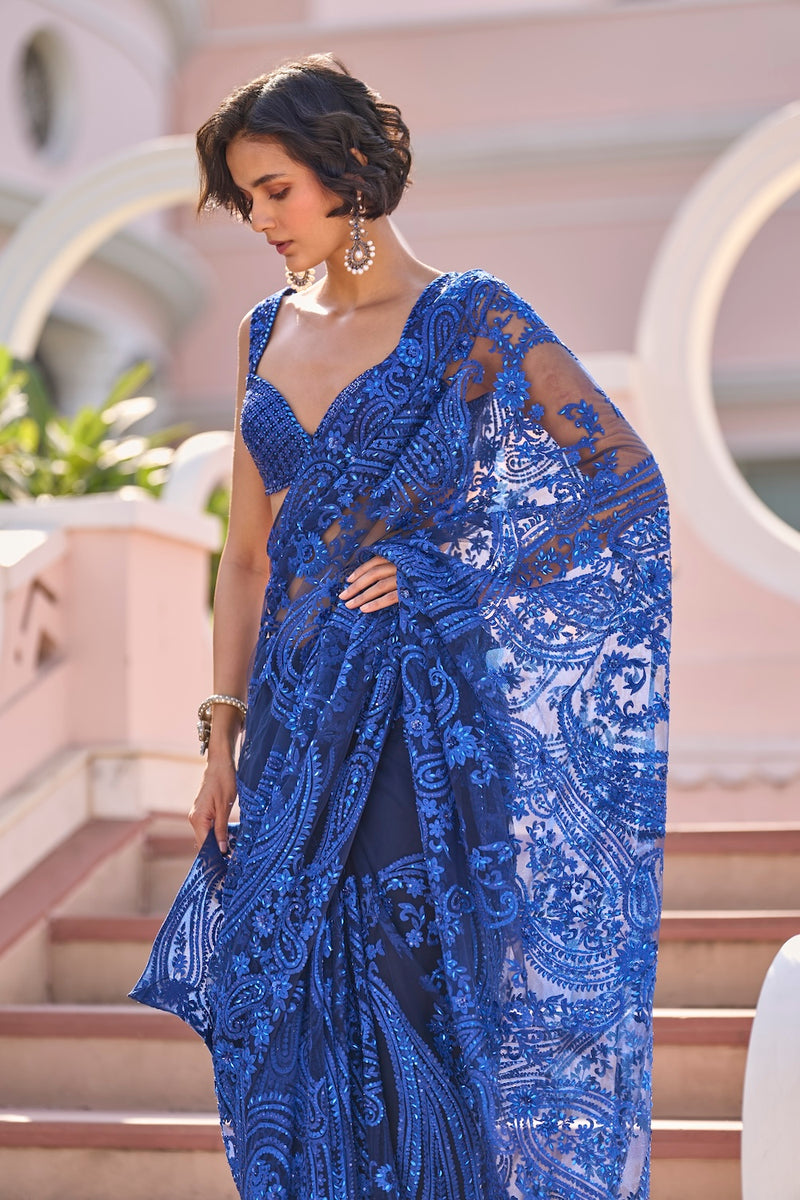 Blue Dori Saree