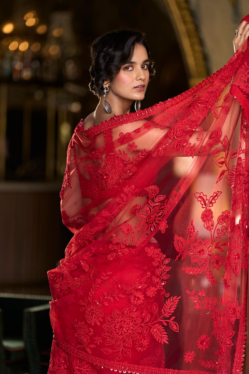 Red Dori Saree