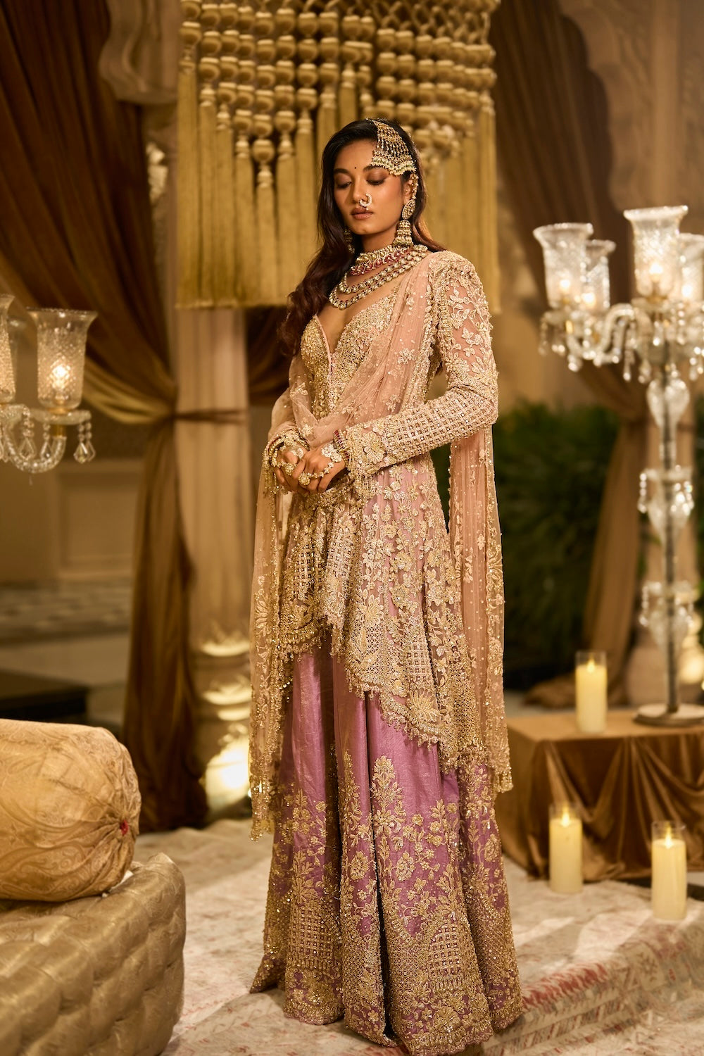 Lilac Tissue Sharara Set
