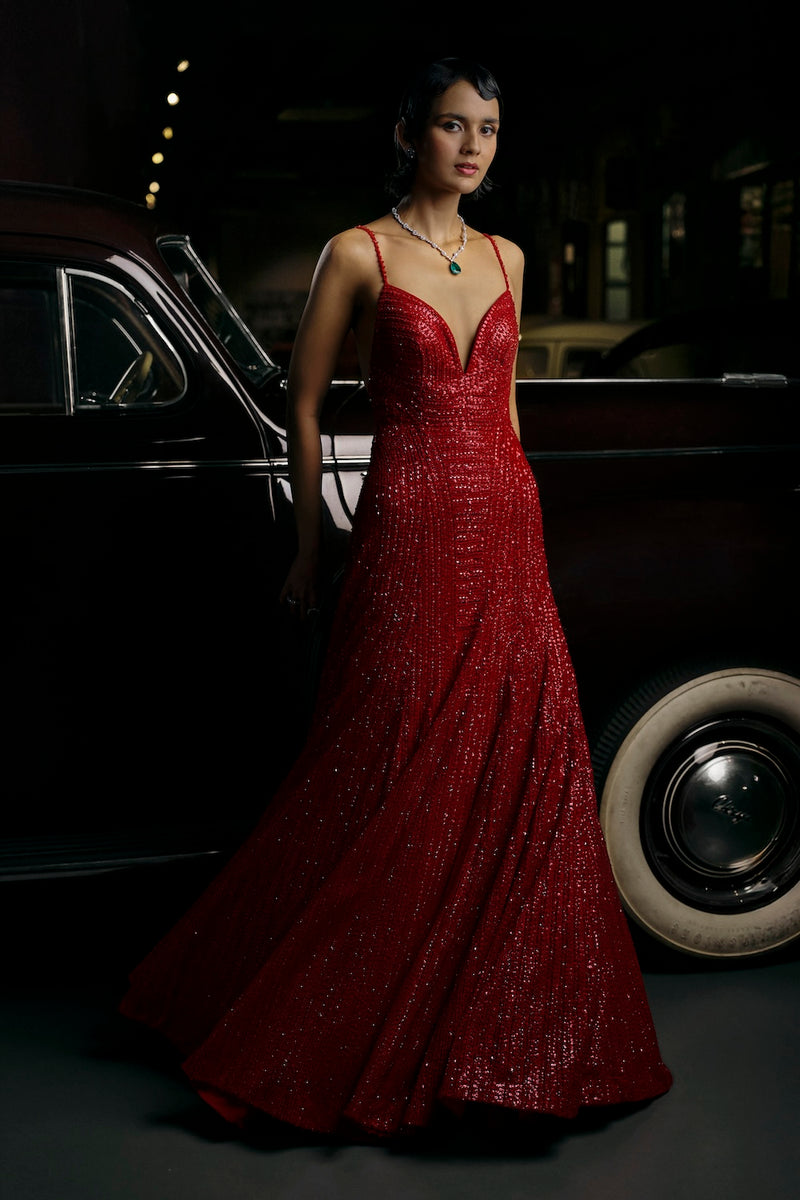 Red Sequin Gown