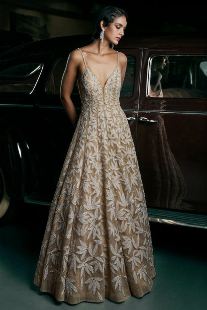 Nude Leaf Gown