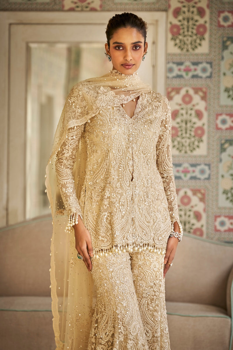 Nude Paisley Sharara Set