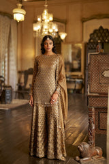 Antique Gold Sequin Sharara Set