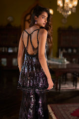 Black Multi-Coloured Sequin Sharara Set