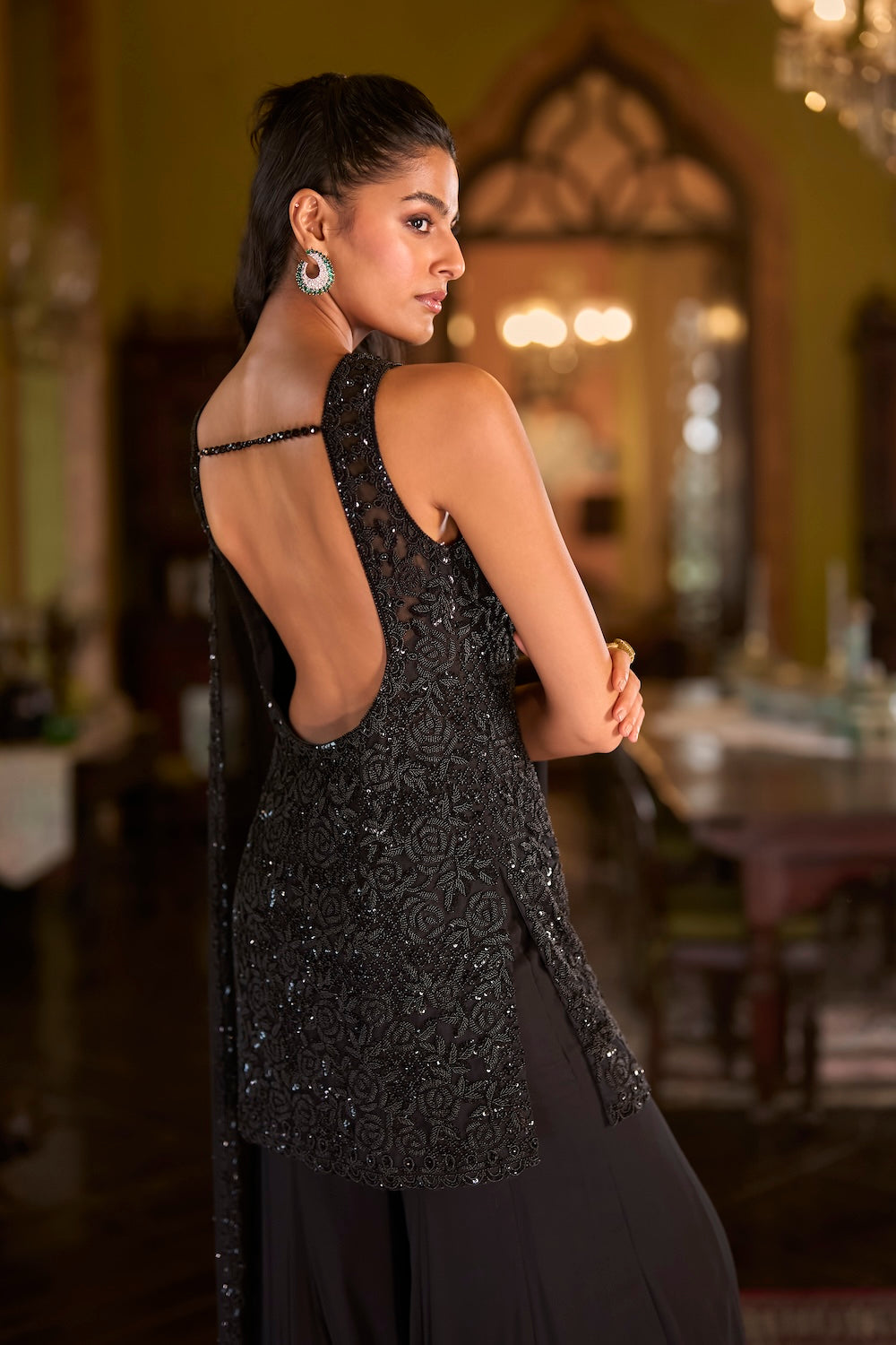 Black Sharara Set