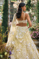 Lime Yellow Floral Lehenga Set