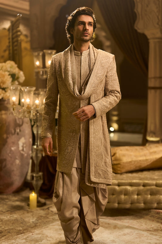 Oyster Grey Sherwani Set