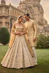 Ivory Gold Sherwani Set