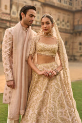 Powder Peach Dori Sherwani Set