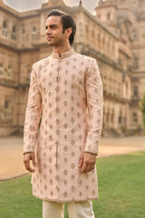 Powder Peach Dori Sherwani Set