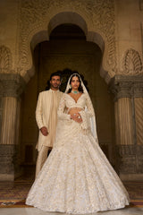 Ivory Gold Sequin Lehenga Set