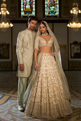 Ivory Sage Zardosi Lehenga Set