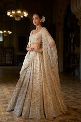 Beige Zardosi Lehenga Set