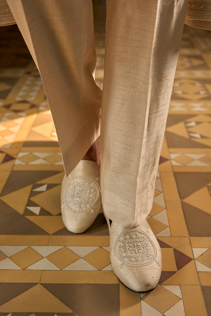 Nude Geometric Sherwani Set