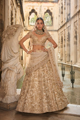 Beige & Gold Lehenga Set