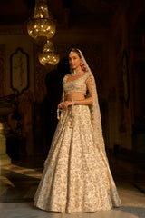 Ivory Gold Floral Zardosi Lehenga Set