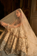 Ivory Gold Floral Zardosi Lehenga Set