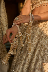 Ivory Gold Floral Zardosi Lehenga Set