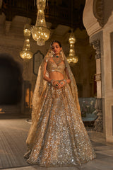 Gold Mirror Work Lehenga Set