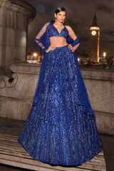 Navy Blue Sequin Lehenga Set