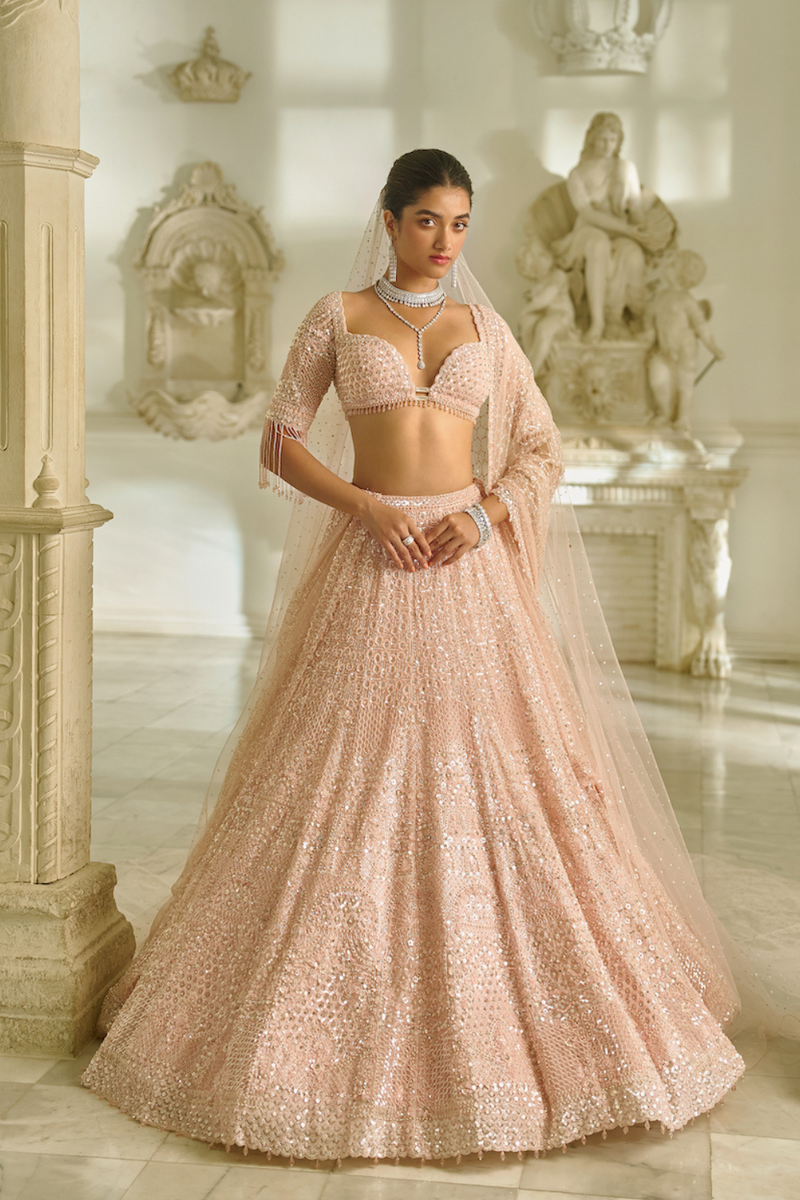 Powder Pink Sequin Lehenga Set