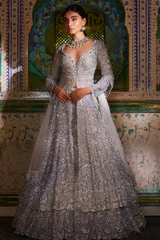 Silver Zardosi Jacket Lehenga Set