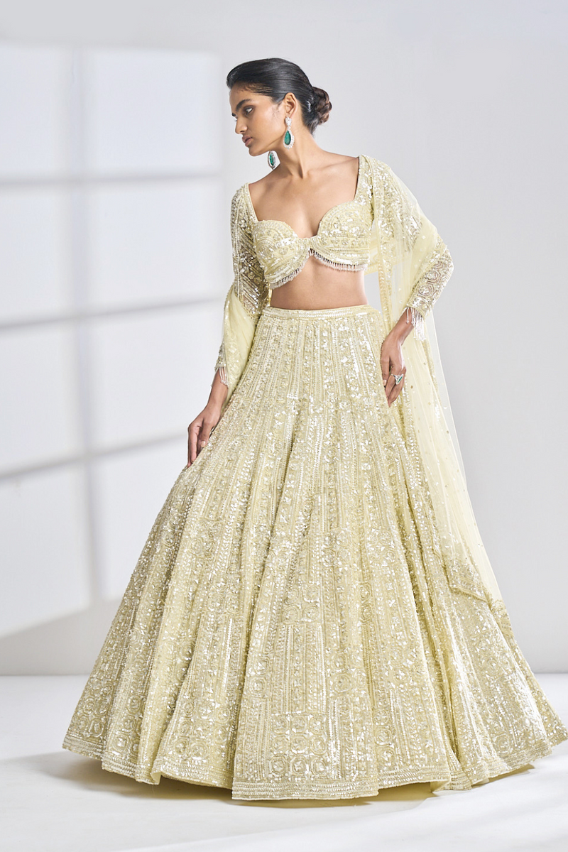 Lime Sequin Lehenga Set