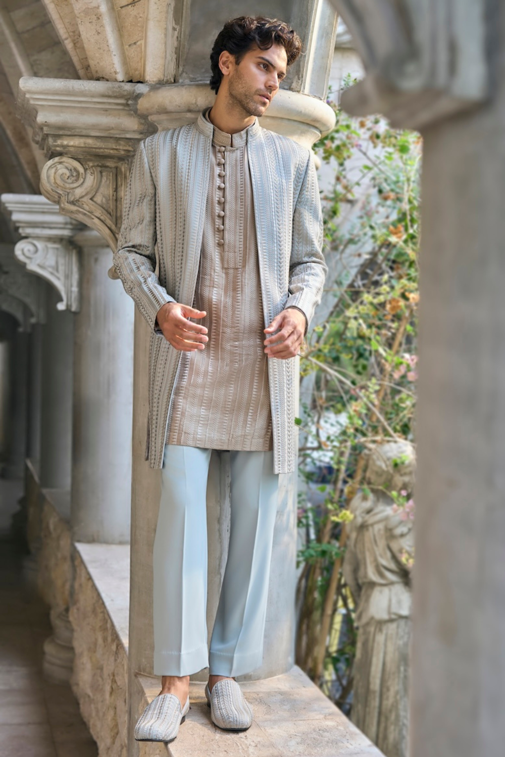 Sage Green Open Jacket Set