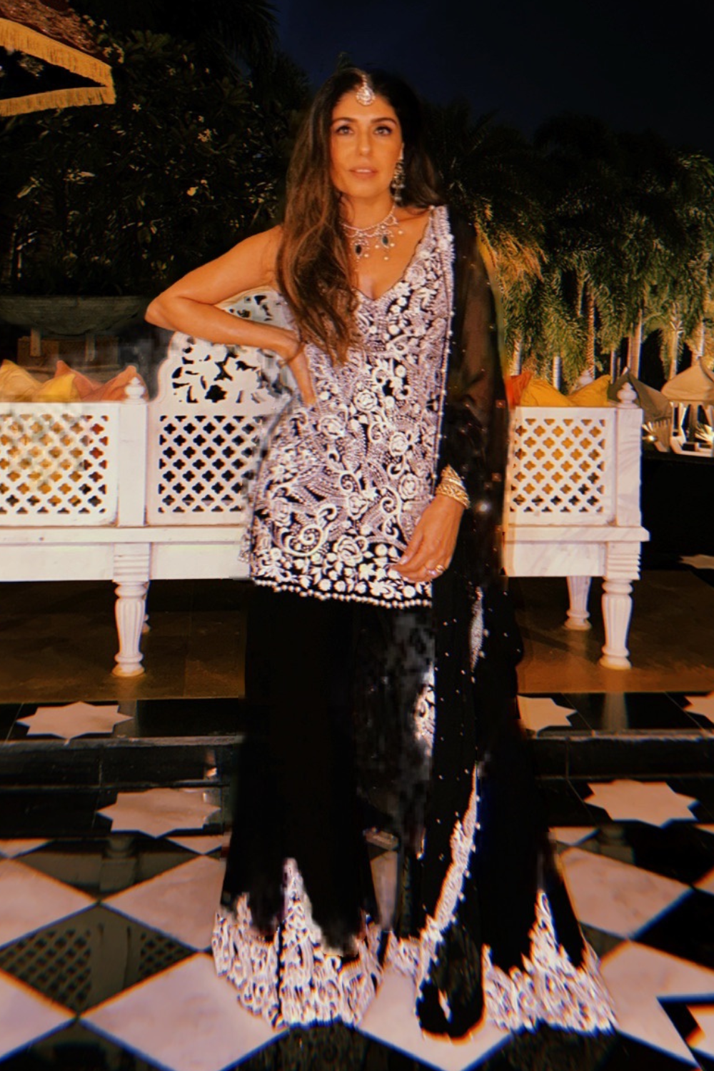 Anaita Shroff Adajania in Black Pearl Sharara Set