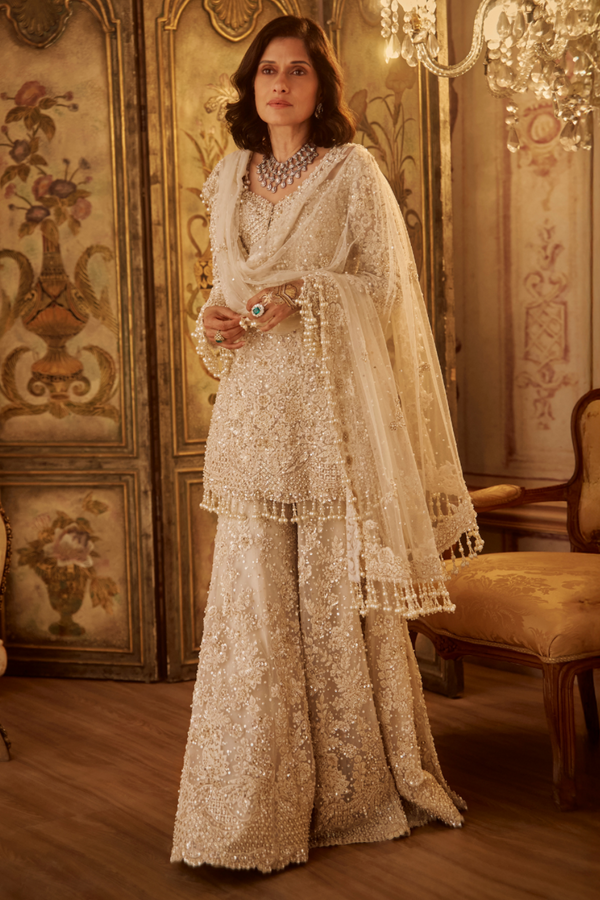 Ivory Pearl Sharara Set