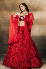 Sara Ali Khan in Red Paisley Lehenga Set
