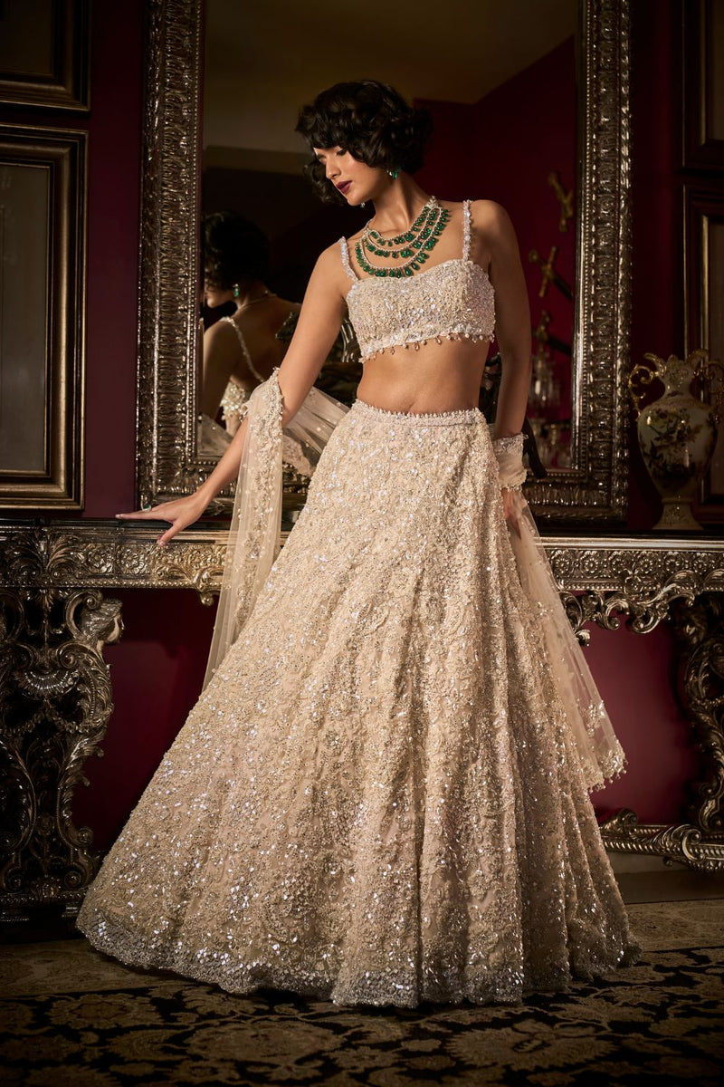 MAYRA White and Silver Sequin Lehenga Skirt | Indian outfits lehenga,  Lehenga skirt, Party wear indian dresses