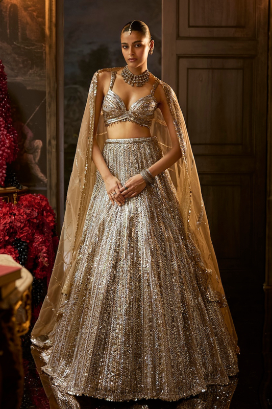 Gold Silver Lehenga Set