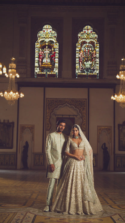 Sage Green Sherwani Set