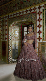 Plum Crystal Lehenga Set