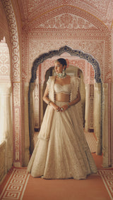 Ivory Gold Pearl Lehenga Set