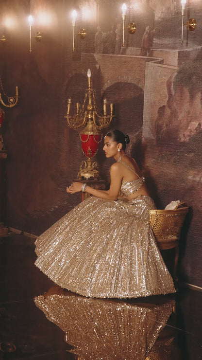 Gold Silver Lehenga Set