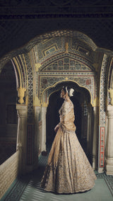 Gold Crystal Lehenga Set