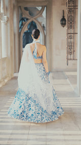 Blue Applique Lehenga Set