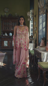 Pink Three-Dimensional Sharara Set