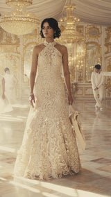 Nude Halter Neck Gown