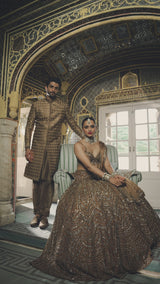 Antique Gold Sherwani Set
