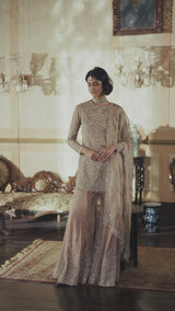 Peach Gold Sharara Set